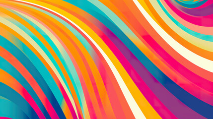 A multicolored abstract background with curved lines. Generative AI.