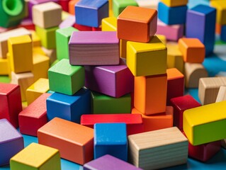 Fototapeta na wymiar AI generated set of building blocks for children