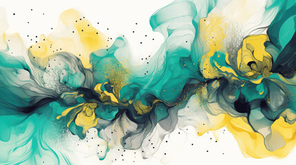 Turquoise and pastel yellow watercolor design