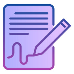 write icon, flat outline gradient icon style