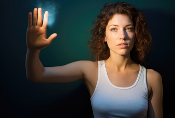 Fototapeta premium young woman in a white tank top