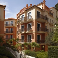 Fototapeta premium Townhouses and apartments the mediterranean townhomes. generative ai