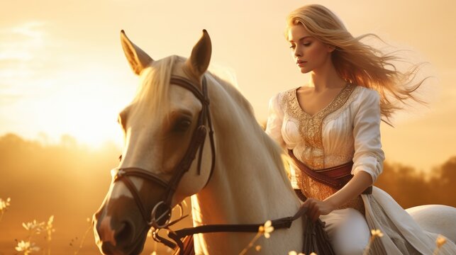 breathtaking snapshot of a young woman riding a horse