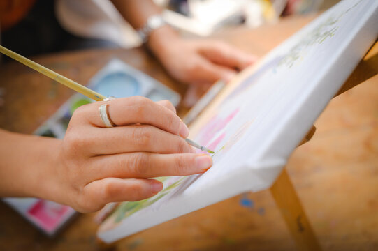 Artist drawing in studio