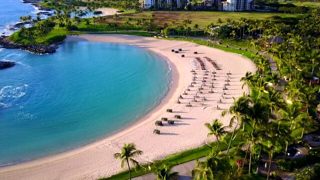 Aerial video of the sea shore, Kaanapali, Maui County, Hawaii, United States