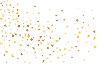Star confetti. Gold casual confetti background. Bright design pattern.