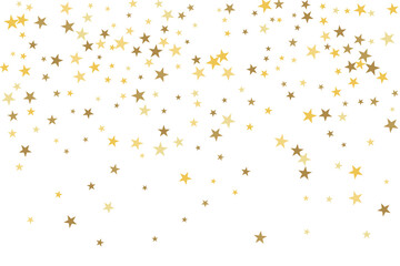 Star confetti. Gold casual confetti background. Bright design pattern.