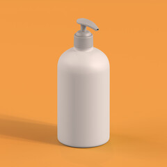 Monochrome Bottle on Orange Background, 3d Rendering