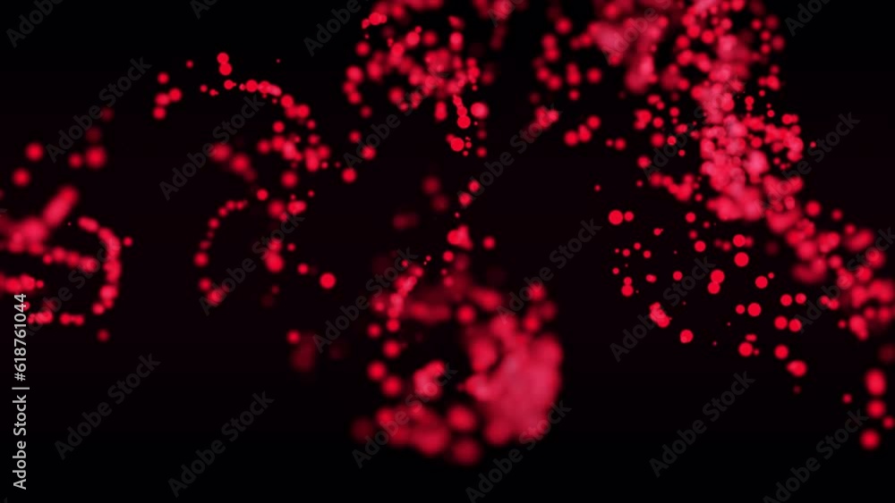 Poster 3d rendered illustrative animation of a splash of red bubbles on the empty black background