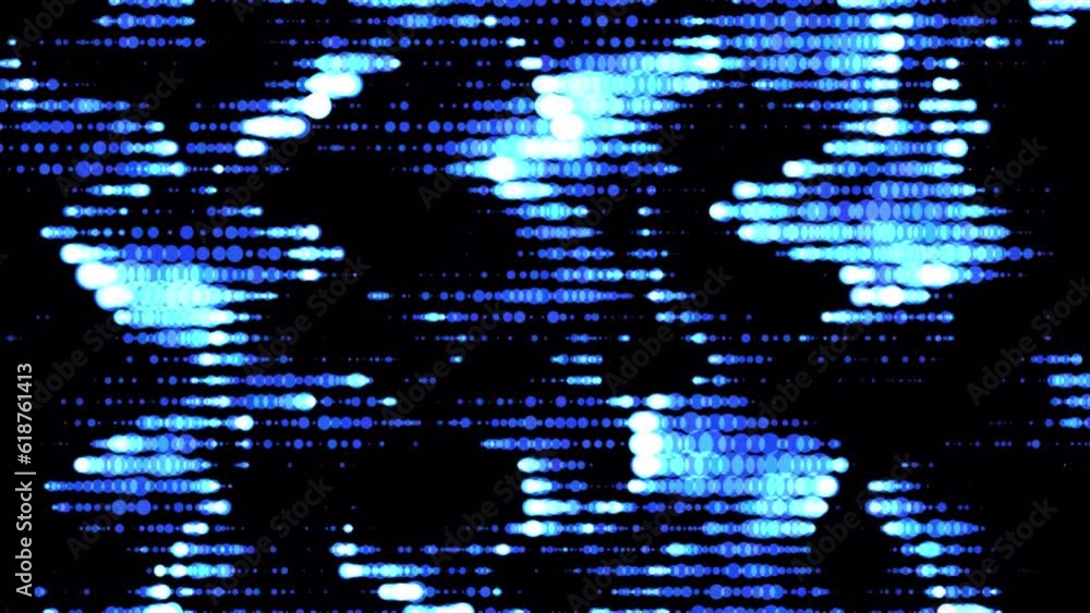 Poster illustrative animation of blue patterns moving on the empty black background