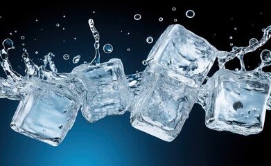Ice cubes background, ice cube texture, ice wallpaper It makes me feel fresh and feel good. In the summer, ice and cold drinks will make us feel relaxed, Made for beverage business. Generative AI