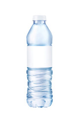 Soda water bottle with blank label isolated on white background