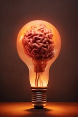 brain and lightbulb, representing creativity, created with generative ai