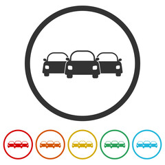  Car Fleet icon. Set icons in color circle buttons