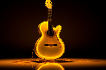 yellow guitar on black