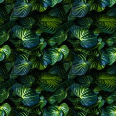 Naklejka na ściany i meble AI generated background with tiling pattern plants