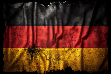 Flag of Germany background with a distressed vintage weathered effect texture a tricolour  officially known as the State Flag of the Federal Authorities, computer Generative AI stock illustration