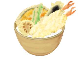 海老天丼　リアルイラスト