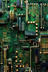 Fototapeta premium top view of a complex circuit board, created with generative ai