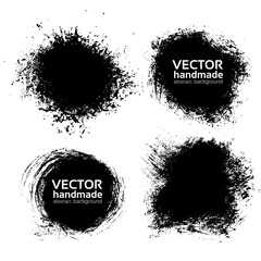 Abstract  vector textured handmade black strokes - backgrounds painted by dry brush isolated on a white background