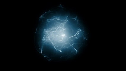 Dynamic electrical blue glowing energy ball on black background for wallpaper - Powered by Adobe