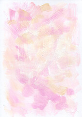 Artistic pink and yellow background with dry brush acrylic paints