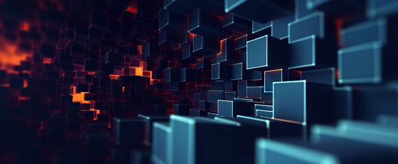 Modern digital abstract 3D background. Can be used in the description of network abilities, technological processes, digital storages, science, education, etc.