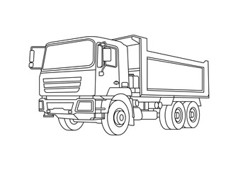 Truck line art vector illustration. Transportation outline stroke template. Vector eps 10