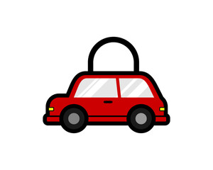 Cartoon car with shooping bag tails illustration