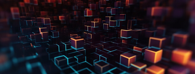 Obraz premium Modern digital abstract 3D background. Can be used in the description of network abilities, technological processes, digital storages, science, education, etc.