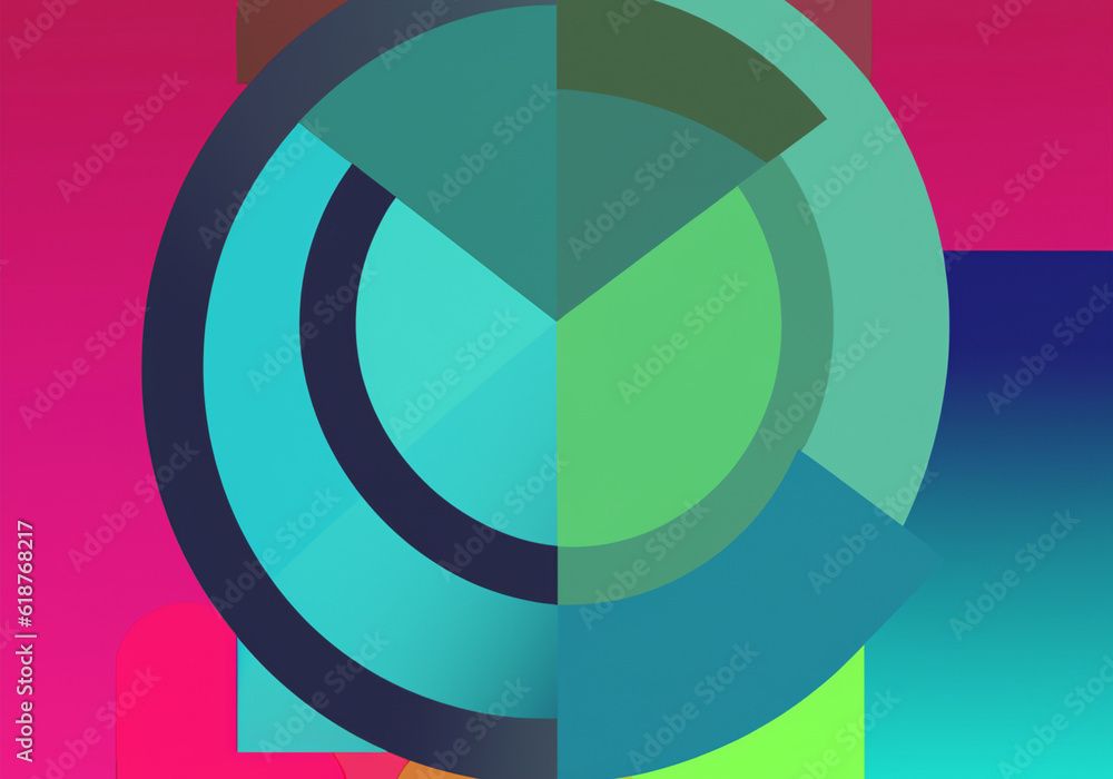 Wall mural abstract trendy bright color background of geometric shapes created with generative ai technology