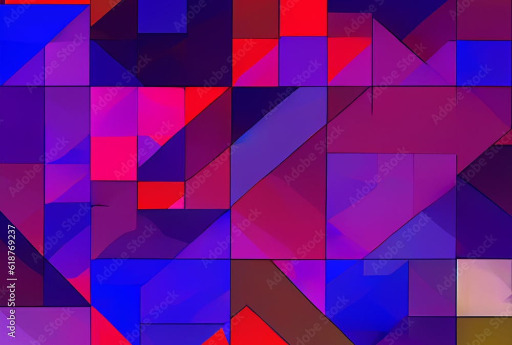 Wall mural abstract trendy bright color background of geometric shapes created with generative ai technology