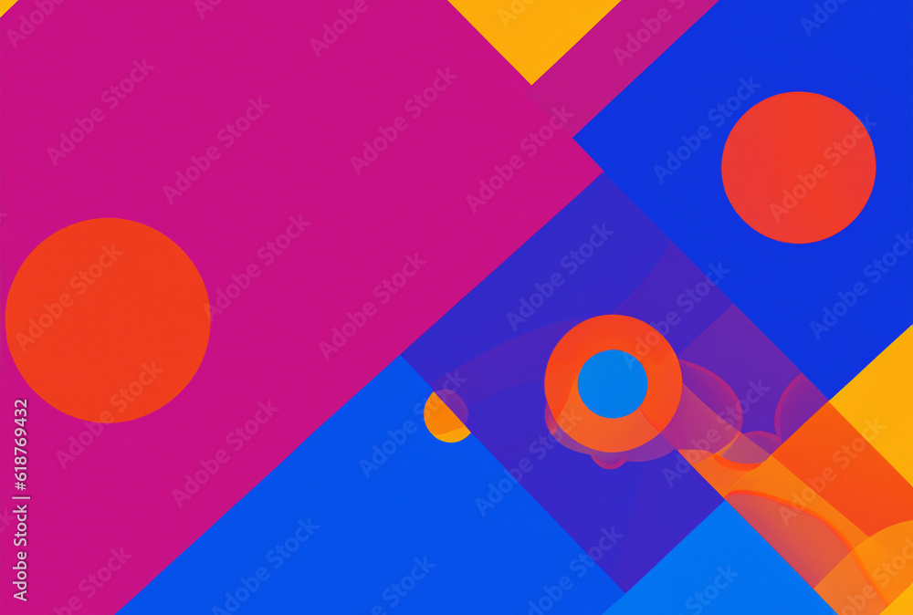 Wall mural abstract trendy bright color background of geometric shapes created with generative ai technology