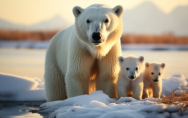 Obraz na płótnie Canvas polar bear family, Generative AI