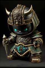 Toy bling bling robotic fiberglass samurai bobble head weird looking fancy cut freaky phrase 