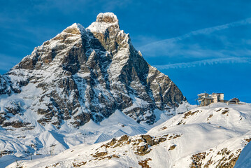 View of the Matterhorn and the ski slopes of Cervinia - 618770845