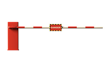 Barrier with danger sign. 3D Render