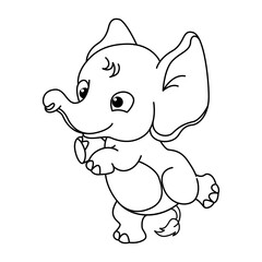 Funny elephant cartoon characters vector illustration. For kids coloring book.