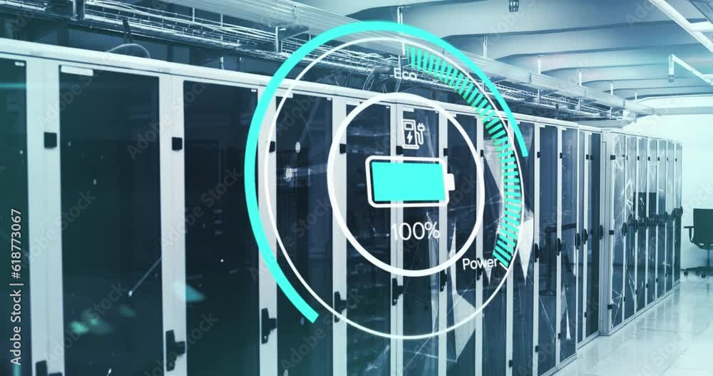 Poster Animation of battery scope and data processing over computer servers