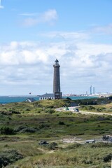 Fototapeta premium Skagen lighthouse standing proudly on a beach in Denmark.