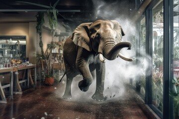 An elephant in a glass shop. He knocks over the glassware as he maneuvers. Generative AI 1
