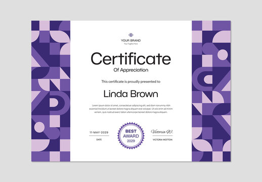 Certificate with Purple Accents