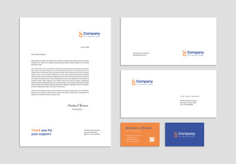 Modern Business Stationery Branding Template with Orange Blue Accents