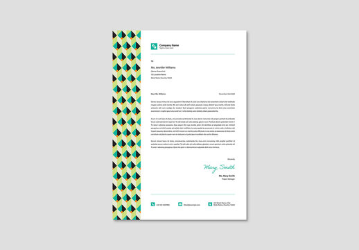 Professional Letterhead Template with Green Accents