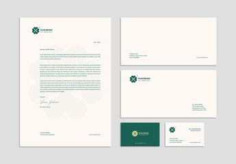 Simple Stationery Branding Template Business Card Envelope Letterhead