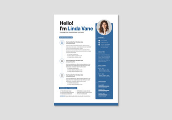 Resume CV Layout with White & Blue Accents