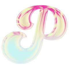 3D Glossy Pastel Alphabet Letters PNG Set – Isolated Transparent Background