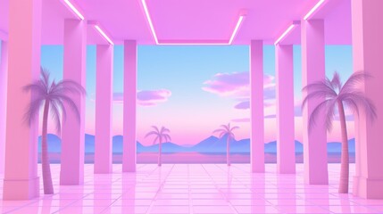 Pink 80s Retro Illustration Background