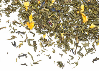 fresh herbal tea isolated over white background, trendy levitation illustration created with generative ai technology