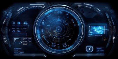 Fototapeta premium Futuristic HUD screen data hologram. Generative AI